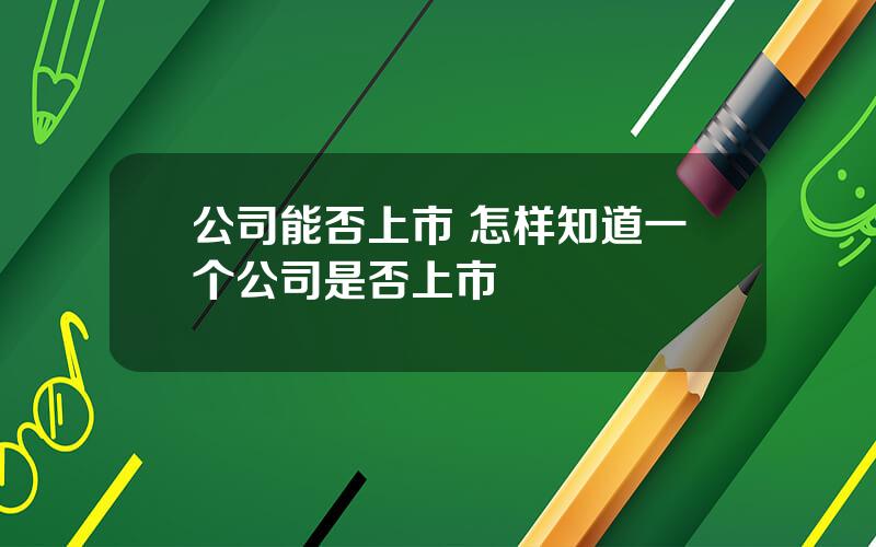 公司能否上市 怎样知道一个公司是否上市